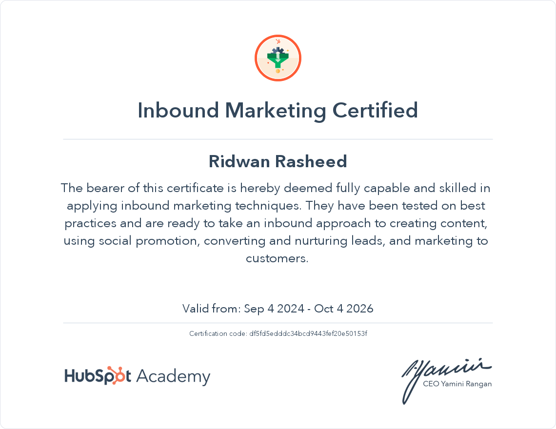 Inbound Marketing Certificate