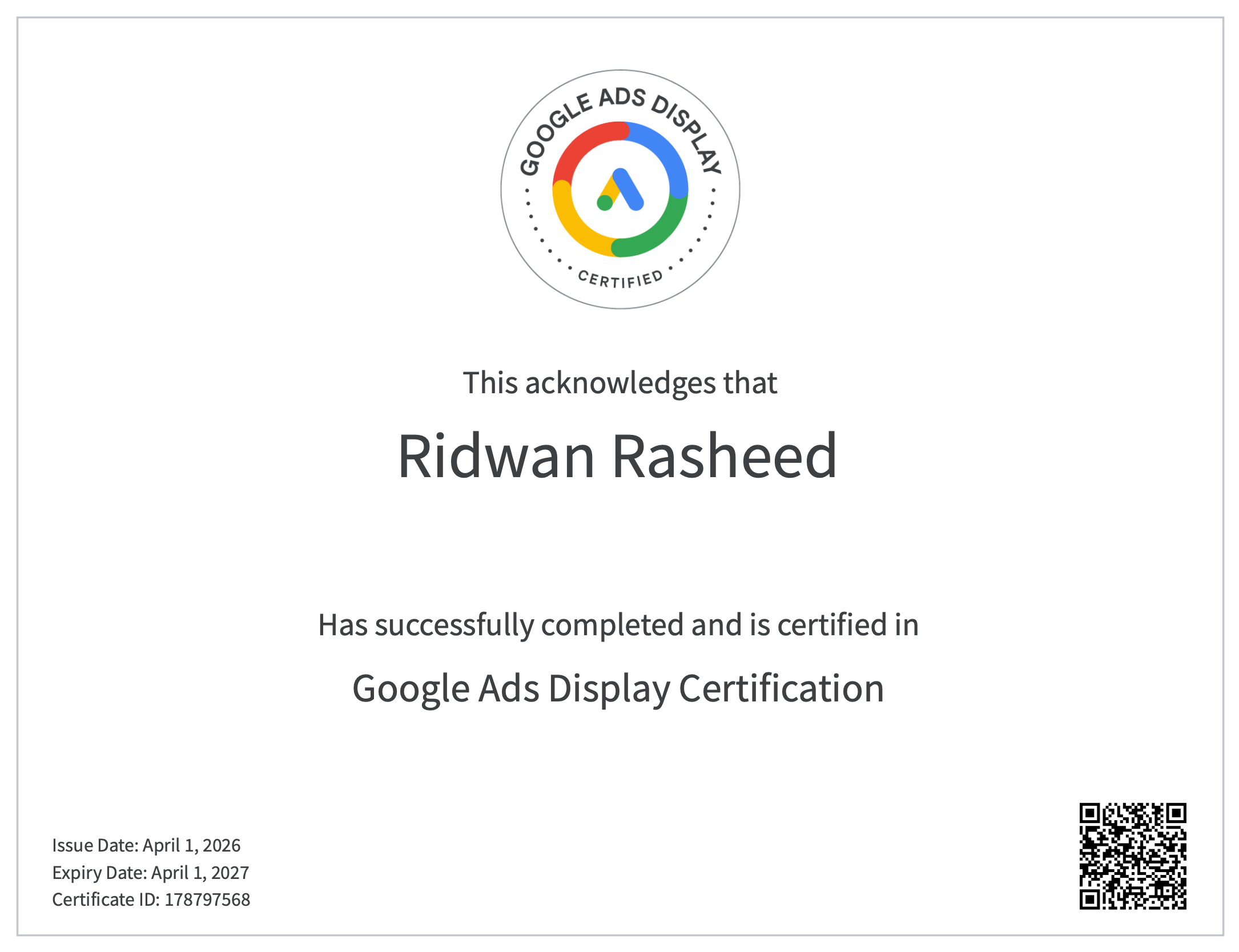 Google Ads Display Certificate