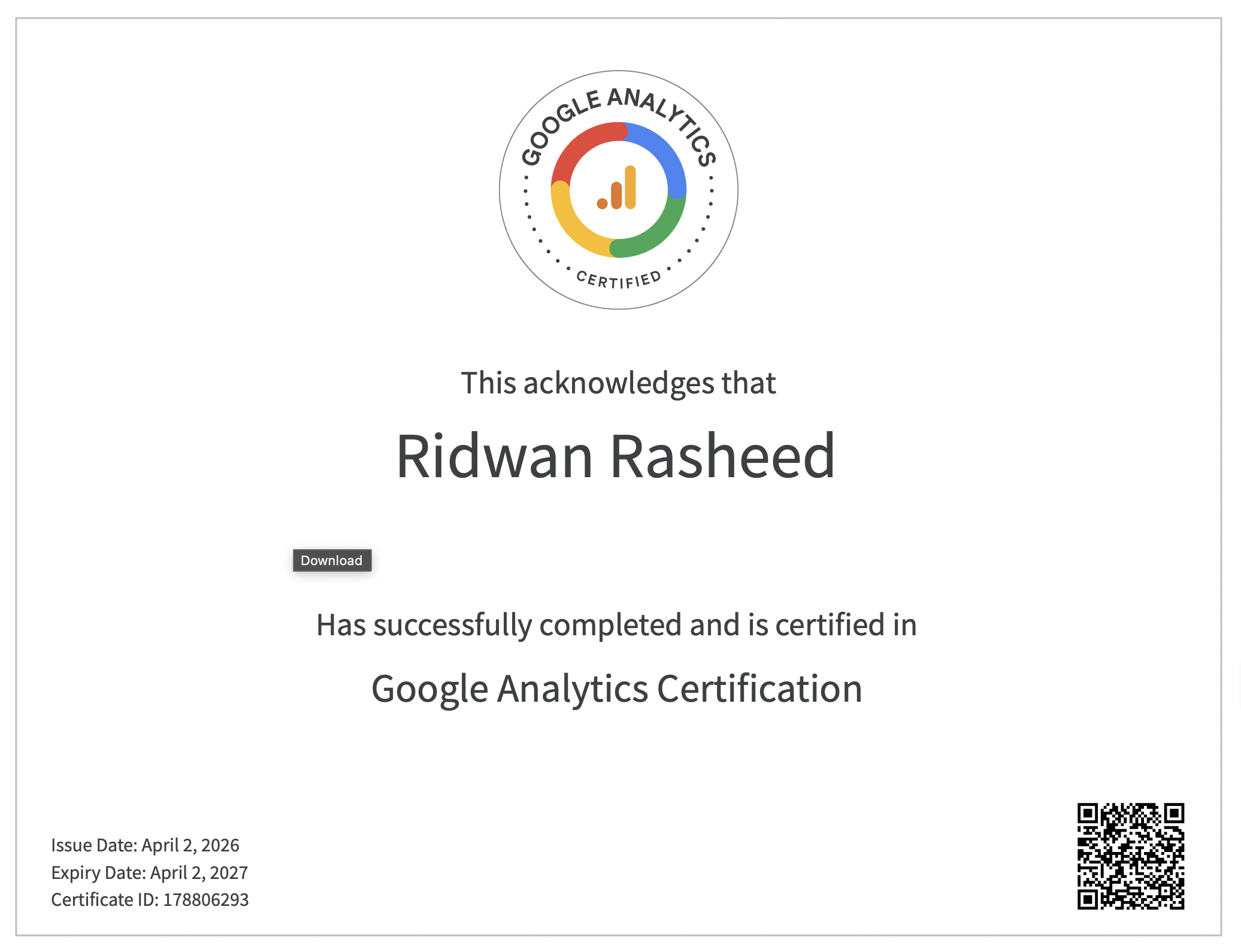 Google Analytics Certificate