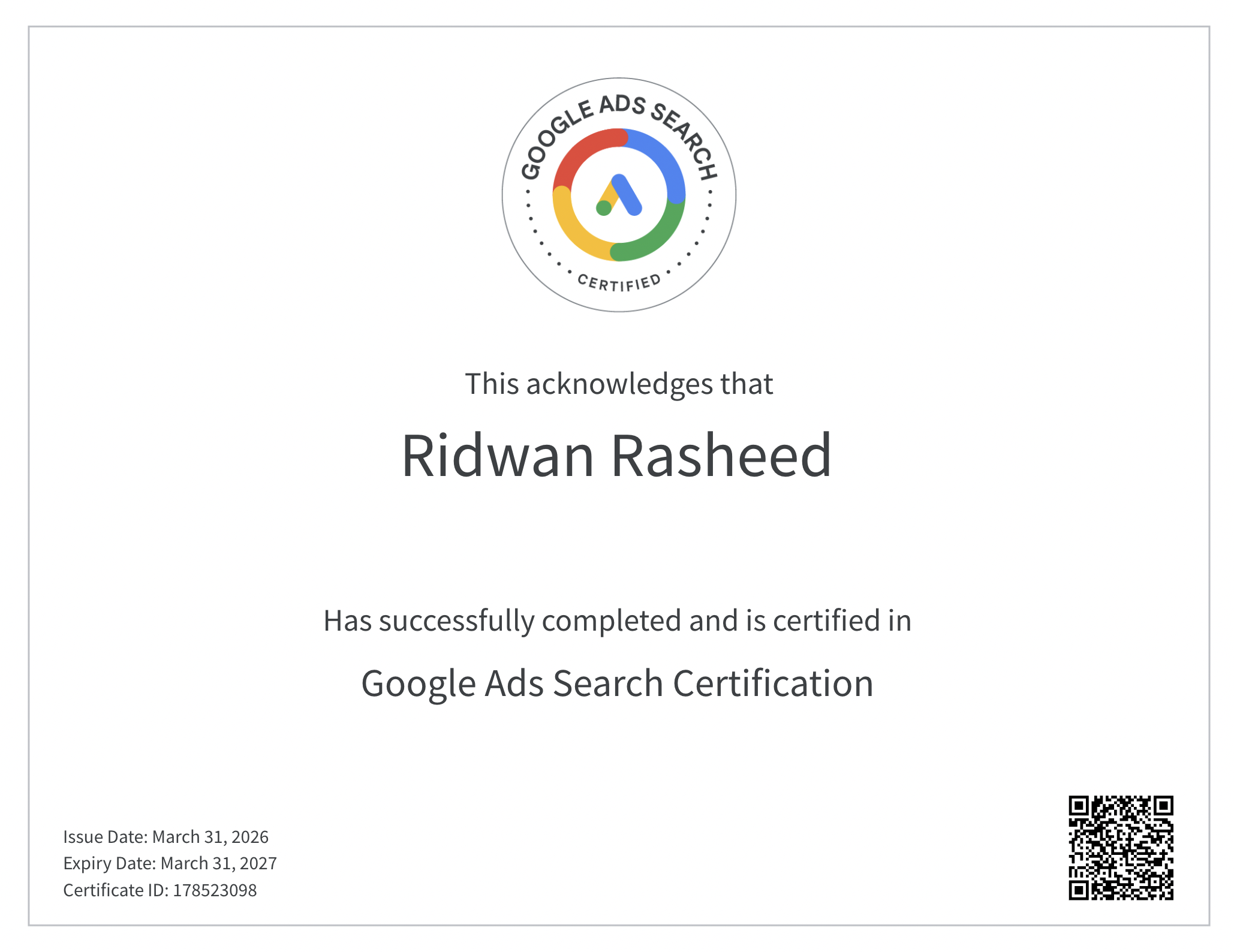 Google Ad Search Certificate
